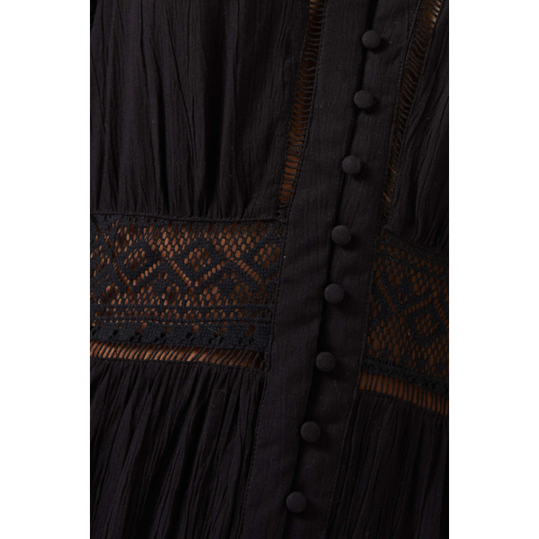 Y.A.S - Yasmeza Lace-trimmed Midi Dress in Viscose Black