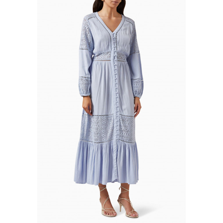 Y.A.S - Yasmeza Lace-trimmed Midi Dress in Viscose Blue