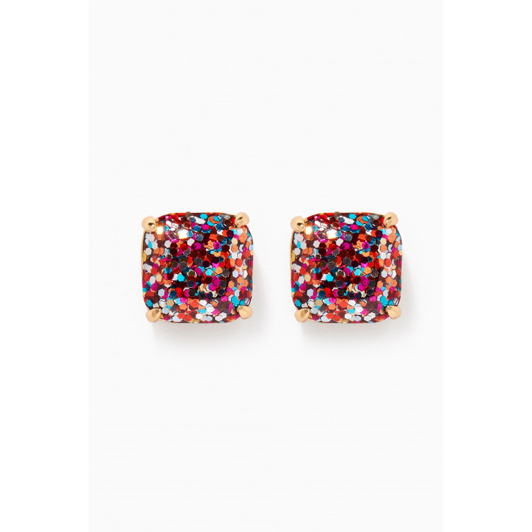 Kate Spade New York - Small Square Glitter Studs in Gold-plated Brass