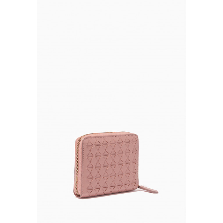Serapian - Mini Zip Wallet in Mosaico Leather Pink