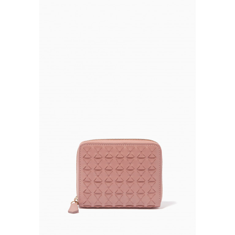 Serapian - Mini Zip Wallet in Mosaico Leather Pink