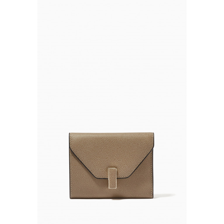 Valextra - Iside Compact Wallet in Leather Neutral