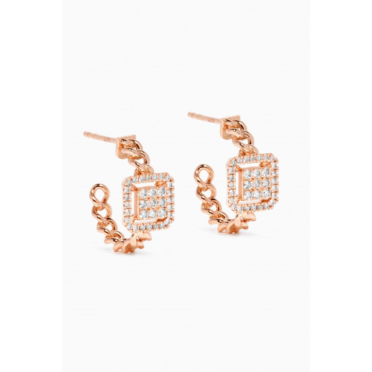 Samra - Quwa Square Diamond Earring in 18kt Rose Gold