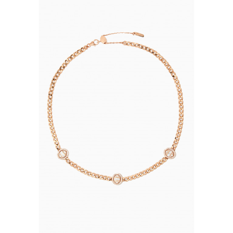 Samra - Quwa Three Oval Diamond Necklace in 18kt Rose Gold