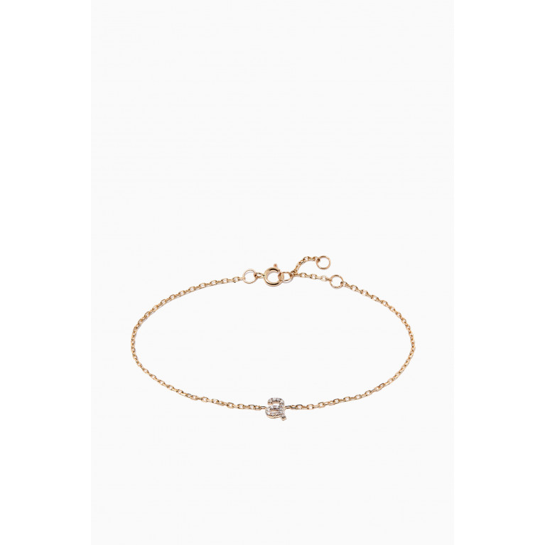 STONE AND STRAND - Pave Diamond Initial Bracelet in 10kt Yellow Gold