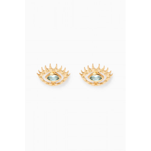 Awe Inspired - Evil Eye Stud Earrings in 14kt Yellow Gold Vermeil