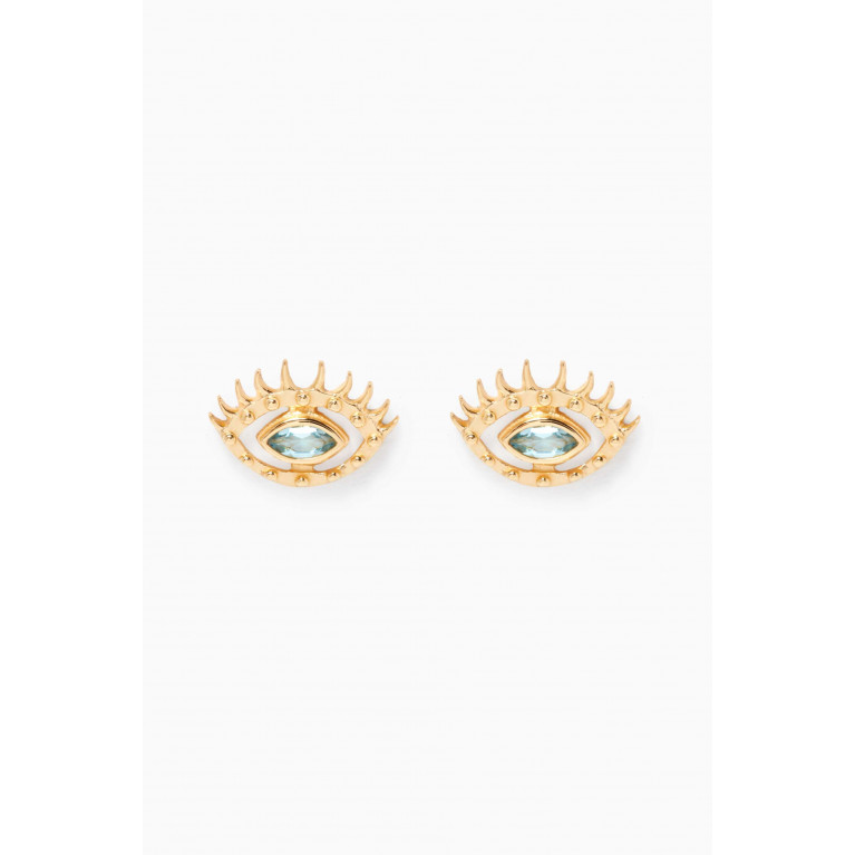 Awe Inspired - Evil Eye Stud Earrings in 14kt Yellow Gold Vermeil