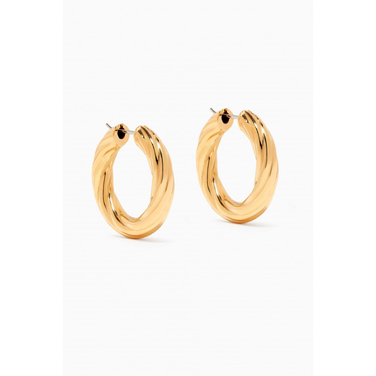 Awe Inspired - Ribbed Hoop Earrings in 14kt Yellow Gold Vermeil, 25mm