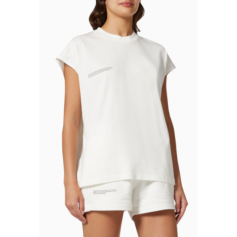 Pangaia - Organic Cotton Cropped Shoulder T-shirt with C-FIBER™ Off White