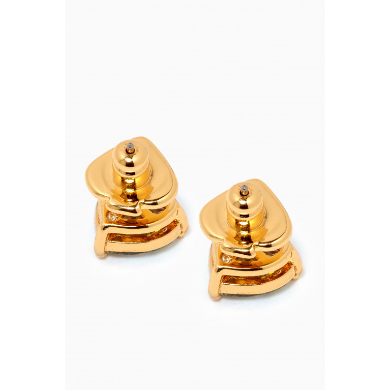 Kate Spade New York - My Love Glitter Heart Studs in Gold-plated Brass White