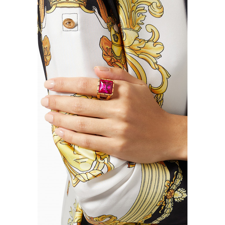 Versace - Greca Gemstone Ring in Brass