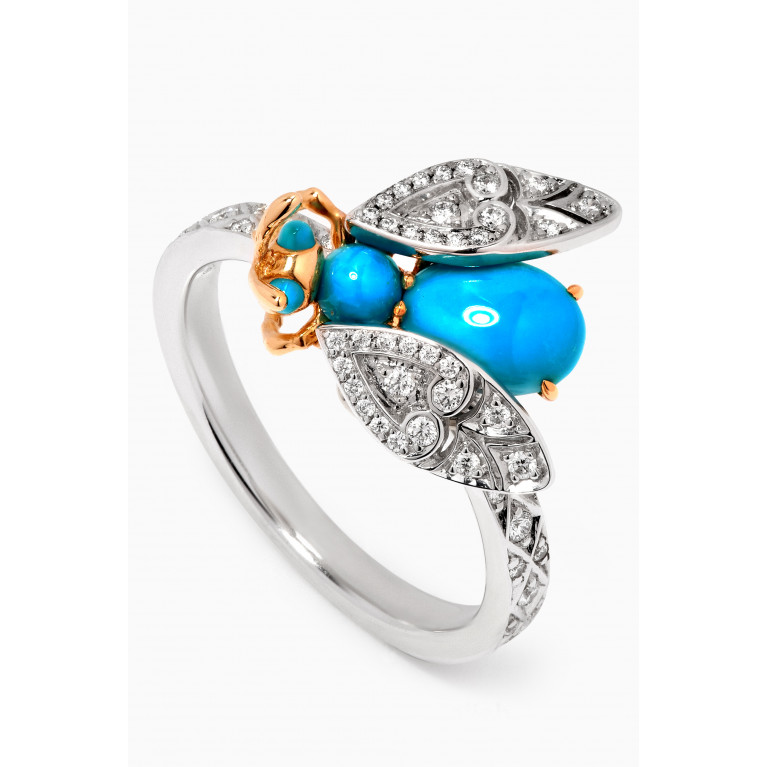 Garrard - Enchanted Palace Bug Turquoise & Diamond Ring in 18kt White Gold