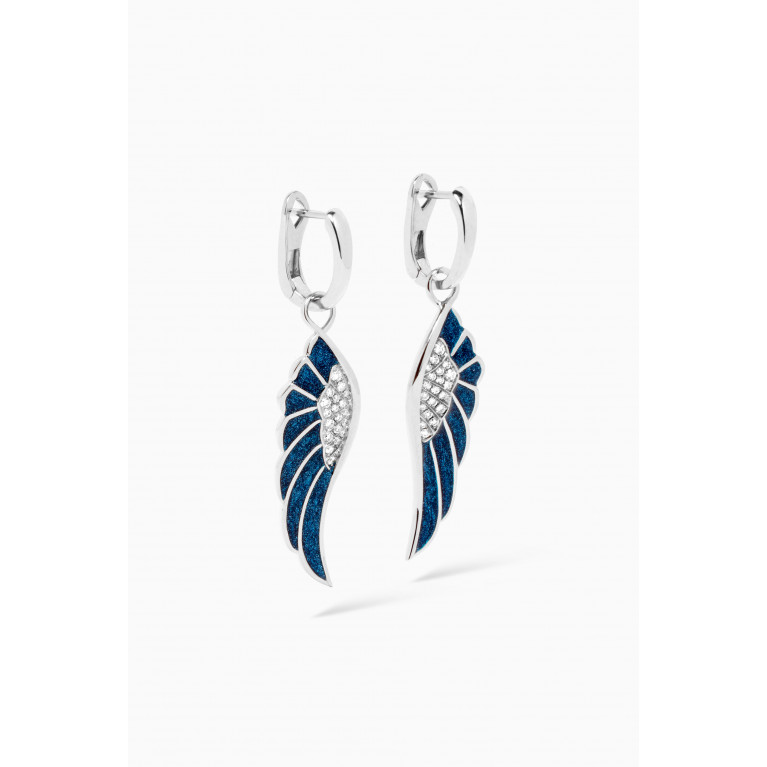 Garrard - Wings Reflection Midnight Small Earrings in 18kt White Gold
