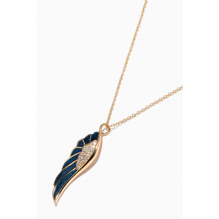 Garrard - Wings Reflection Midnight Diamond Necklace in 18kt Yellow Gold Blue