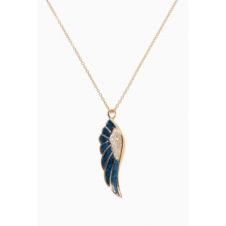 Garrard - Wings Reflection Midnight Diamond Necklace in 18kt Yellow Gold Blue