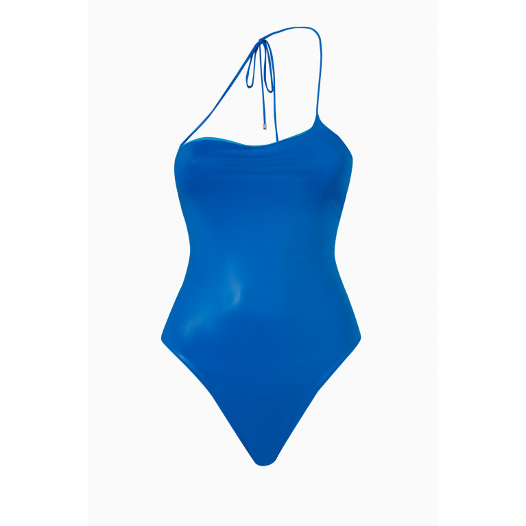 The Attico - Single Strap Swimsuit in Shiny Lycra
