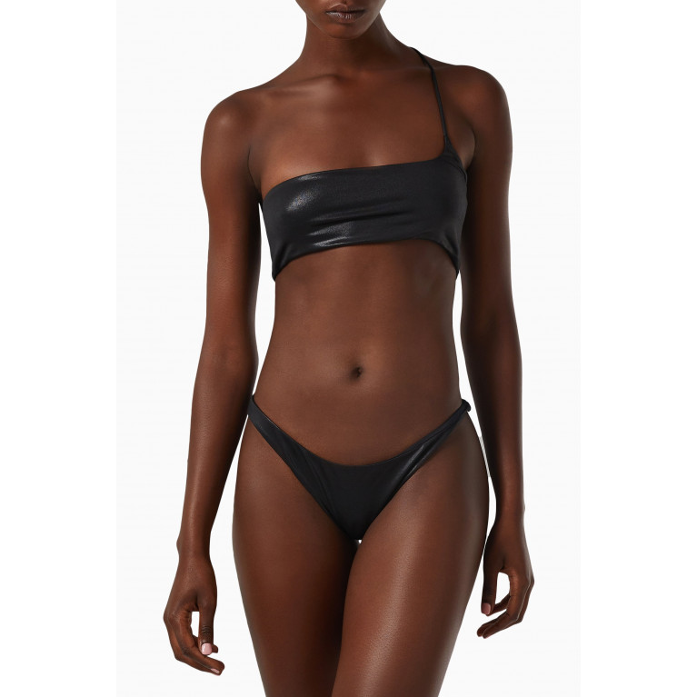 The Attico - Single Strap Bikini Set in Shiny Lycra