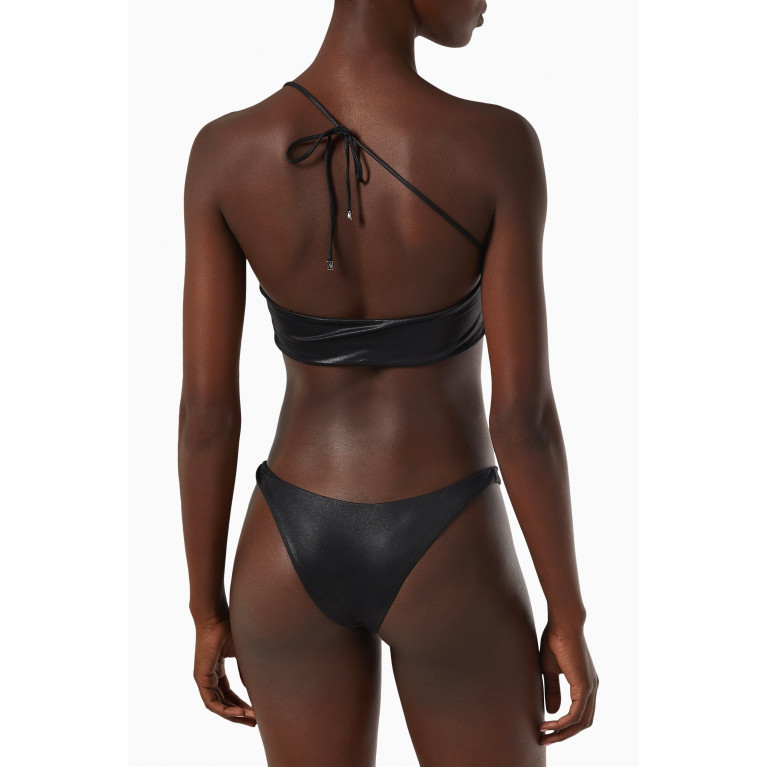 The Attico - Single Strap Bikini Set in Shiny Lycra