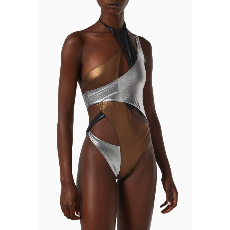 The Attico - Cut Out Swimsuit in Stretch Nylon