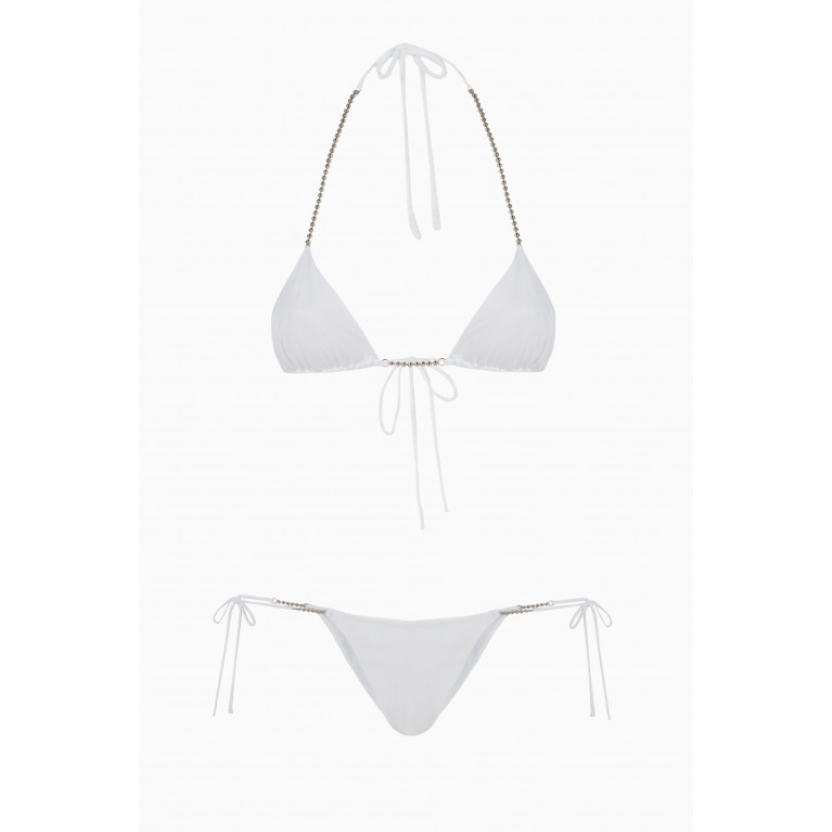 The Attico - Beaded Chain Bikini Set in Shiny Lycra