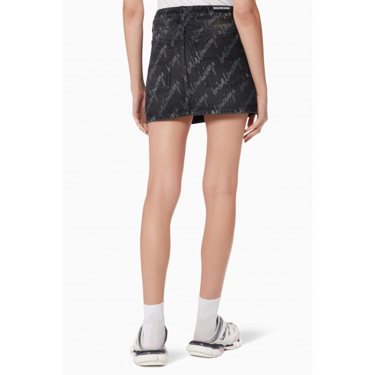 Balenciaga - All-Over Logo Skirt in Soft Denim