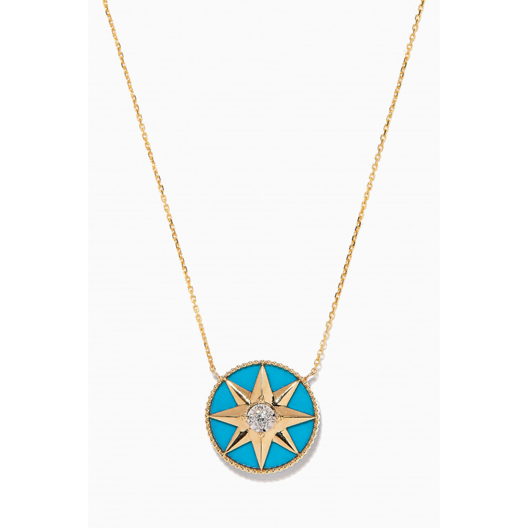 M's Gems - Halley Turquoise & Diamond Pendant Necklace in 18kt Gold