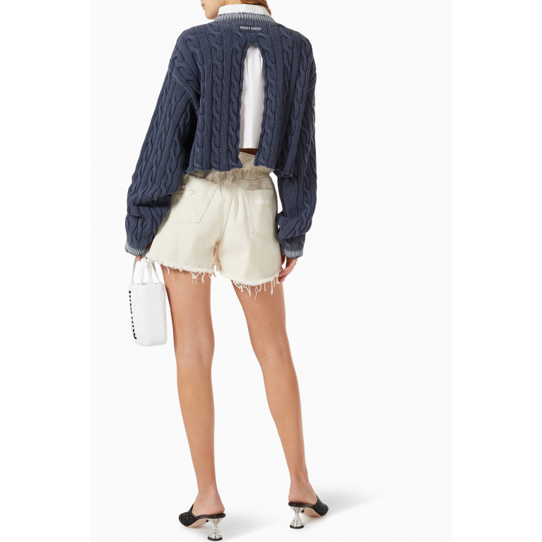 Miu Miu - Cut-out Cropped Sweater in Cable Knit Cotton