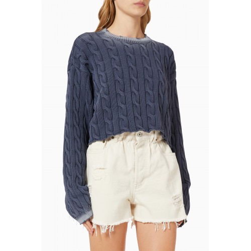 Miu Miu - Cut-out Cropped Sweater in Cable Knit Cotton