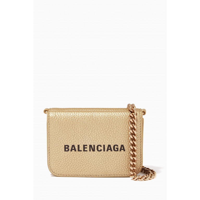 Balenciaga - Cash Mini Wallet in Metallic Grained Calfskin