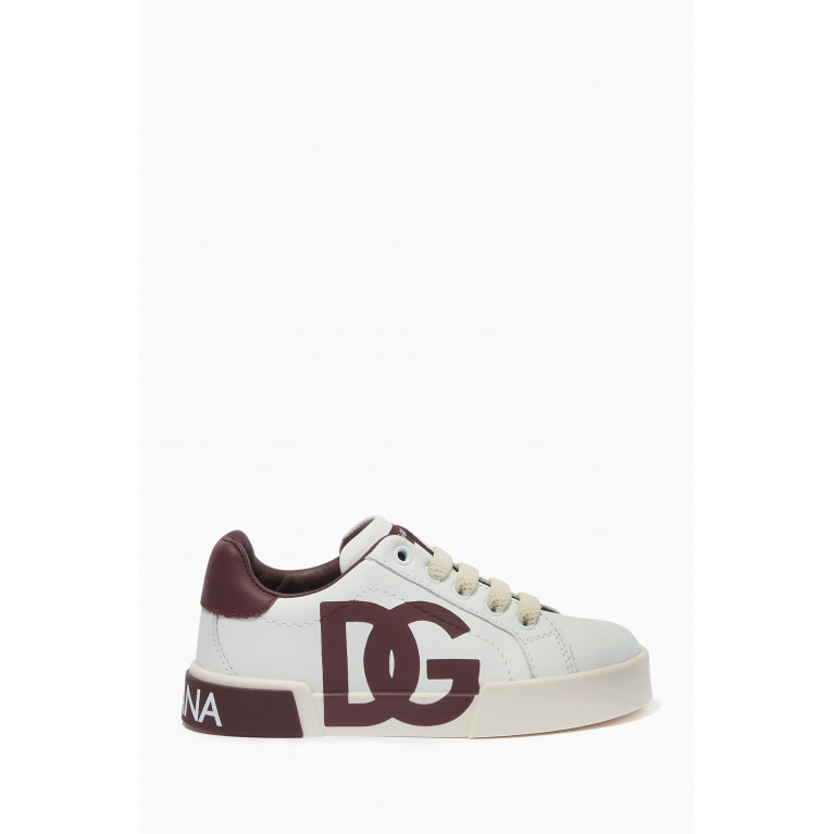Dolce & Gabbana - DG Logo Print Portofino Light Sneakers in Leather