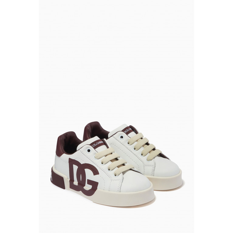 Dolce & Gabbana - DG Logo Print Portofino Light Sneakers in Leather