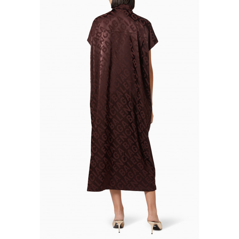 Balenciaga - Raw-cut Handwritten Jacquard Logo Dress in Mulberry Silk