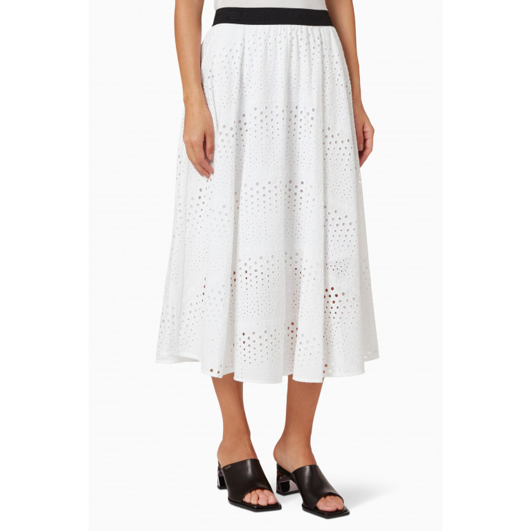 Karl Lagerfeld - Broderie Anglaise Midi Skirt in Cotton