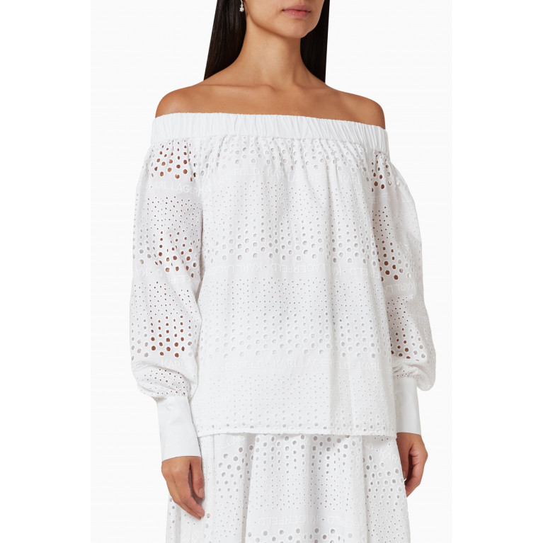 Karl Lagerfeld - Broderie Anglaise Off-the-shoulder Top in Cotton