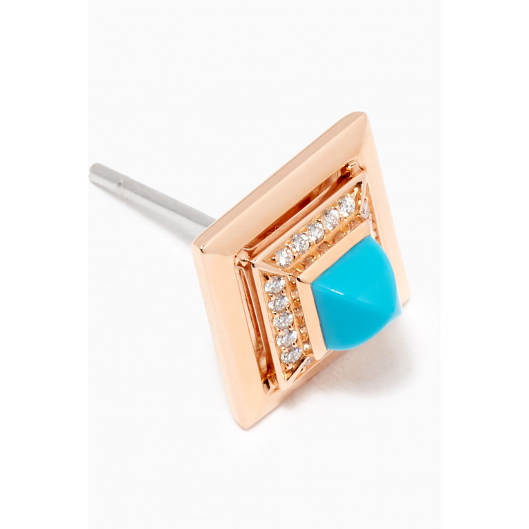 Marli - Cleo Lotus Turquoise & Pavé Diamond Stud Earrings in 18kt Rose Gold