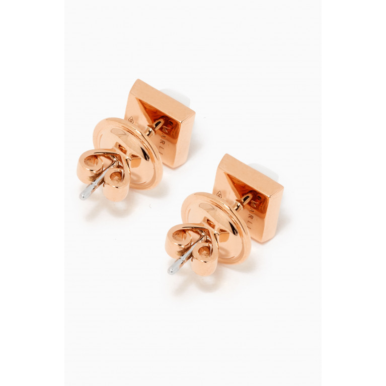 Marli - Cleo Lotus White Agate & Pavé Diamond Stud Earrings in 18kt Rose Gold
