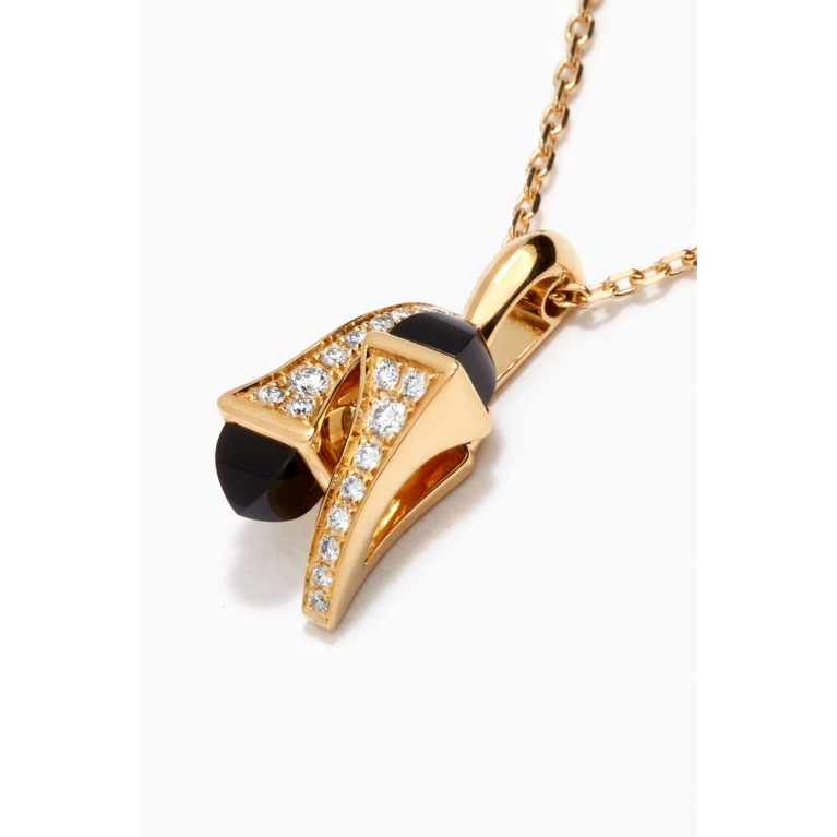 Marli - Cleo Black Onyx & Pavé Diamond Huggie Pendant Necklace in 18kt Yellow Gold