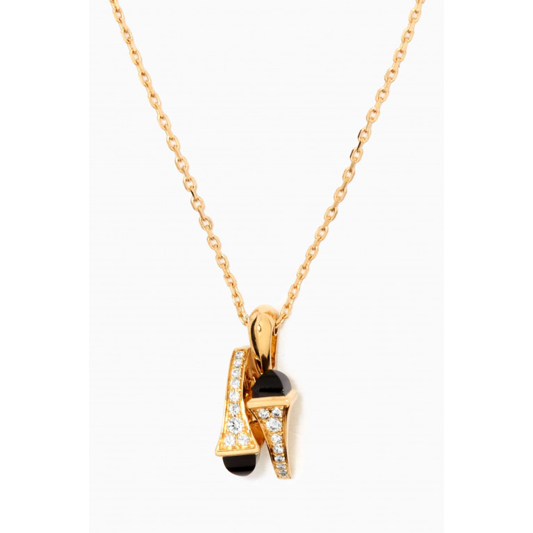 Marli - Cleo Black Onyx & Pavé Diamond Huggie Pendant Necklace in 18kt Yellow Gold