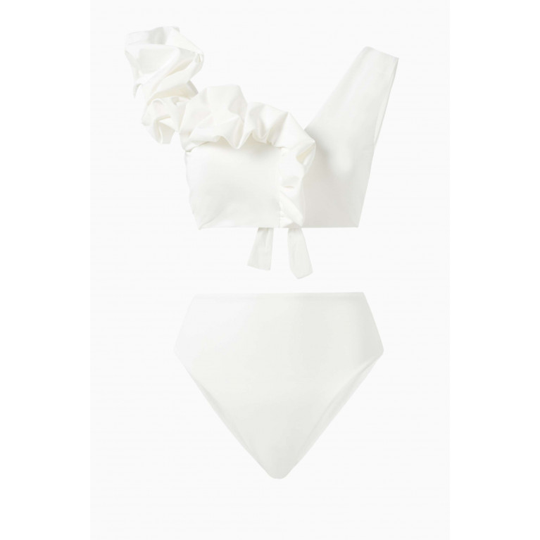Maygel Coronel - Rosa Bikini Set in Lycra White