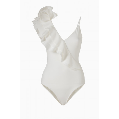 Maygel Coronel - Noor Swimsuit with Ruffle White