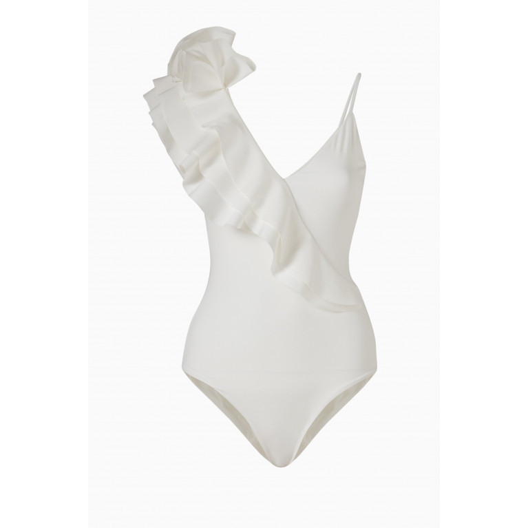 Maygel Coronel - Noor Swimsuit with Ruffle White