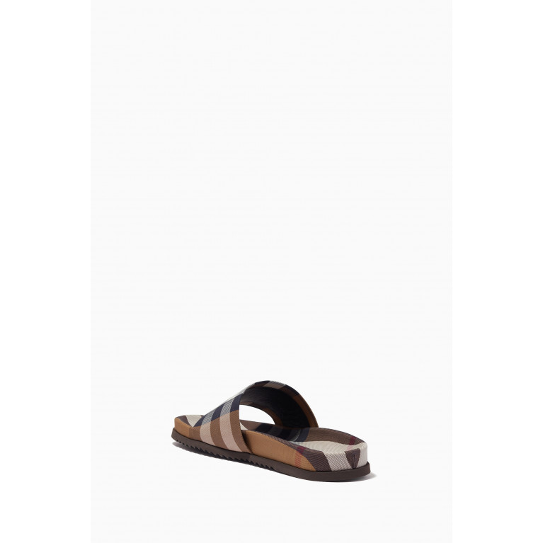 Burberry - Check Slide Sandals in Cotton & Leather