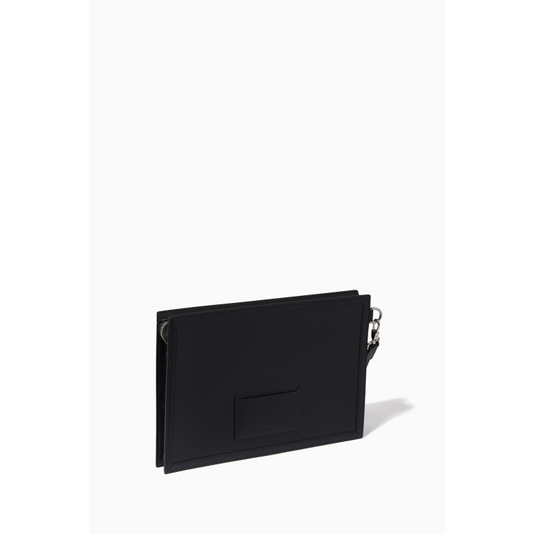 Burberry - Logo Detail Zip Pouch in Leather