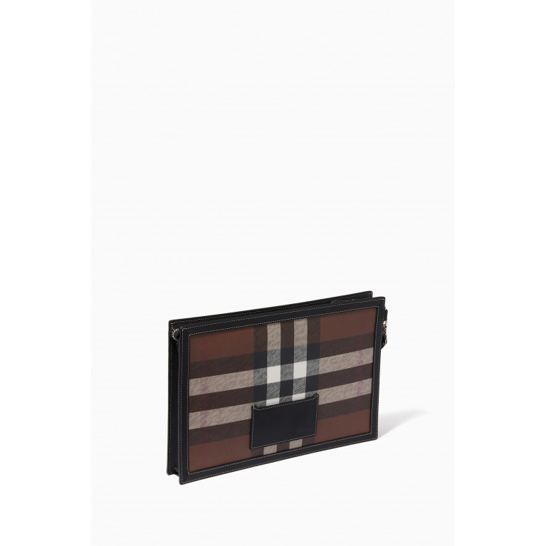 Burberry - Check Zip Pouch in Leather