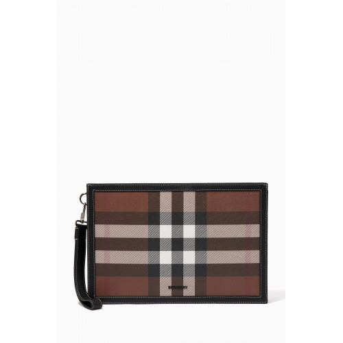 Burberry - Check Zip Pouch in Leather