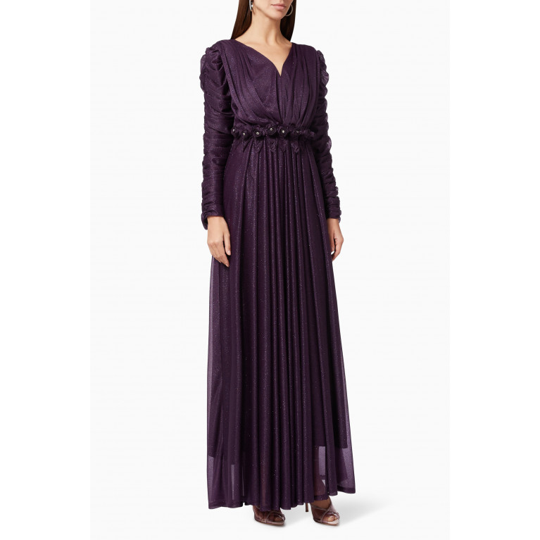 NASS - V-Neck Gown in Tulle Purple