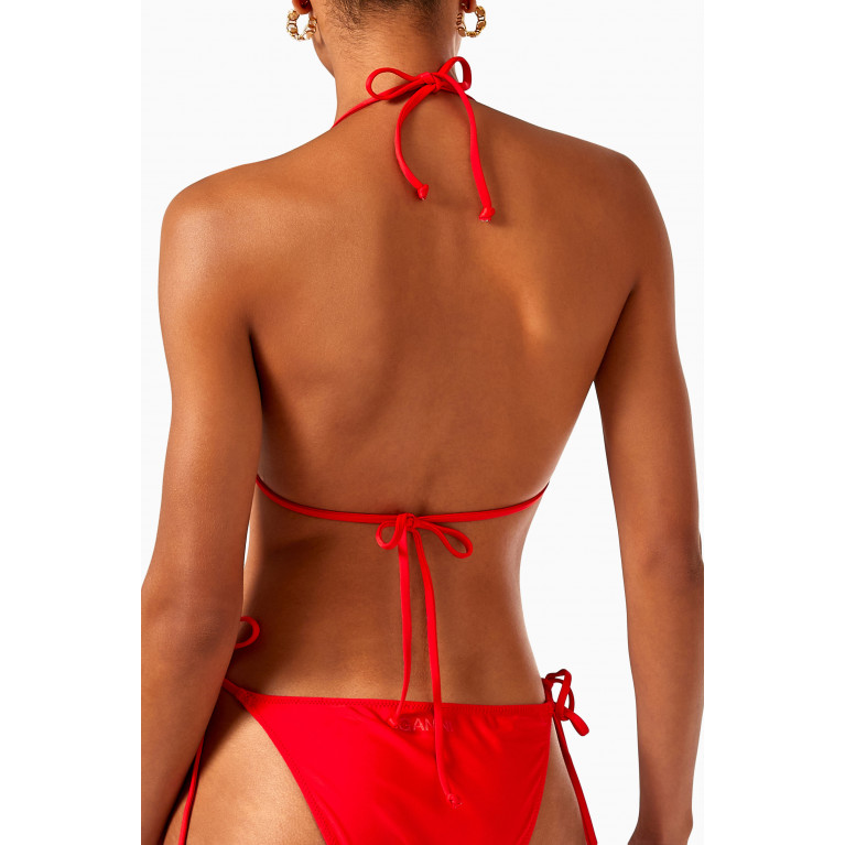 Ganni - String Bikini Top in Recycled Nylon Red