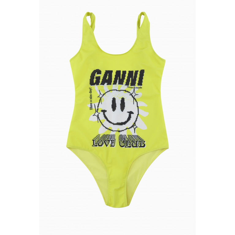 Ganni - Graphic Sporty One Piece Swimsuit in Recycled Nylon