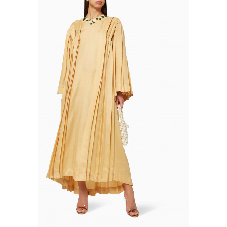 SHATHA ESSA - Faith Pleated Embellished Dress in Lyocell