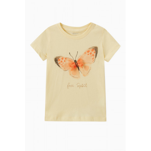 Name It - Butterfly Print T-shirt Neutral